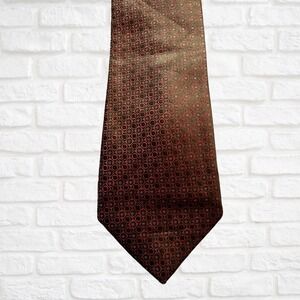 Awareness Kenneth Cole Silk Neck Tie - Burgundy Circle Pattern Men's Formal